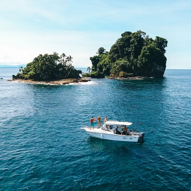 A boat off one of the outer islands